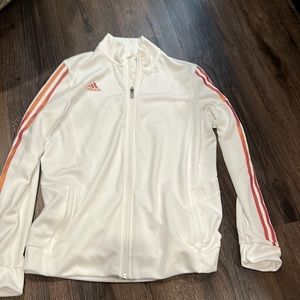 White and rose gold Adidas zip-up